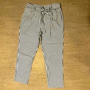 Striped linen-like pants